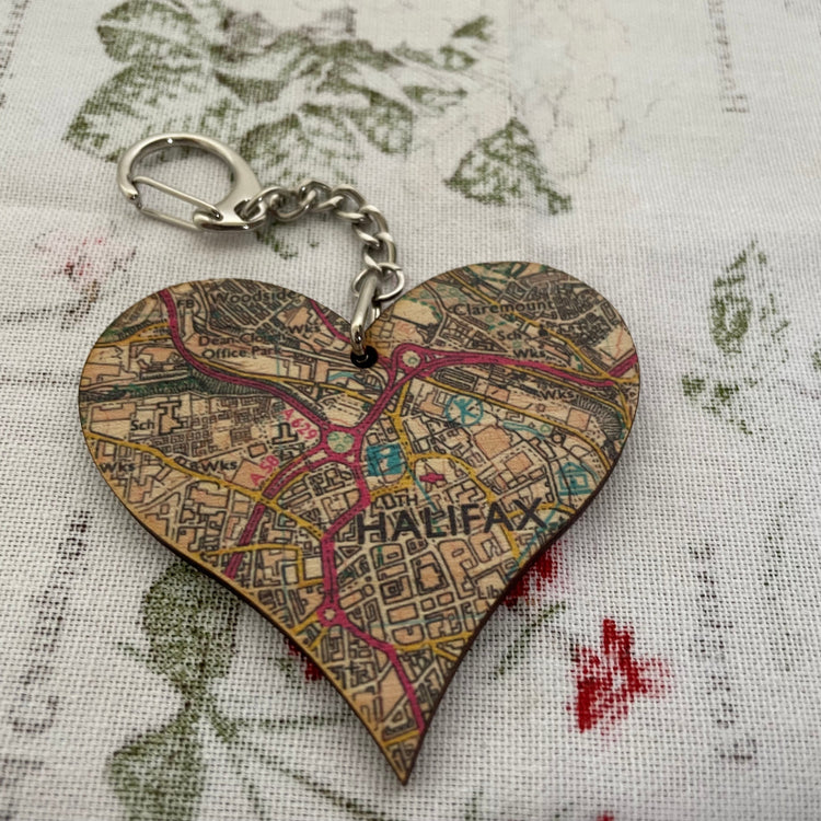 OS Map Heart Keyring