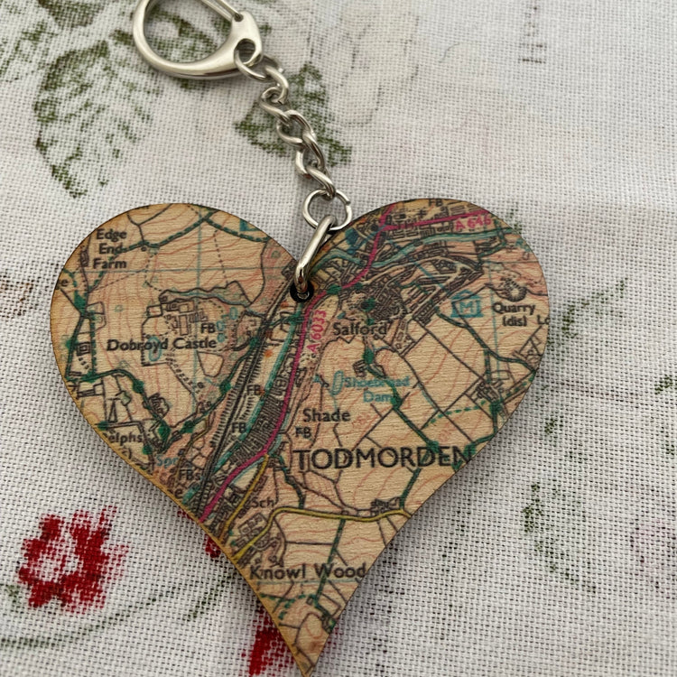 OS Map Heart Keyring