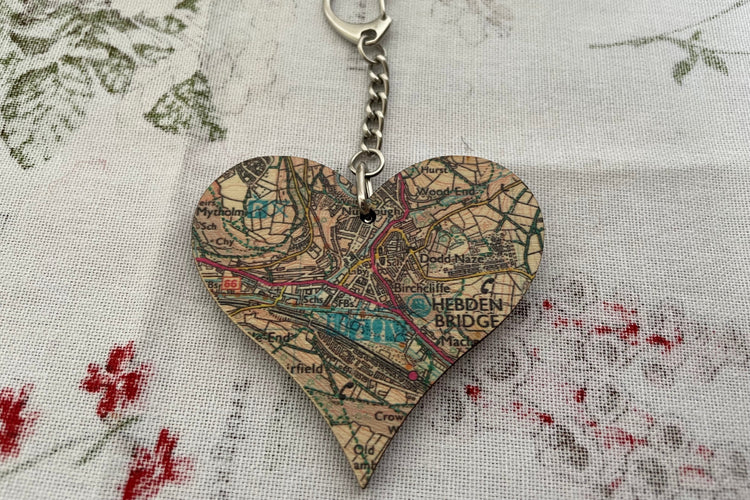 OS Map Heart Keyring